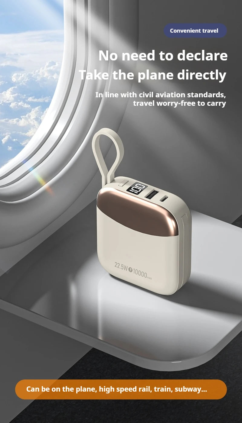 10000mAh Powerbank PD22.5W batterie externe de charge rapide de sécurité pour iPhone/Android/iPad Powerbak, batterie externe Portable intégrée à 2 câbles