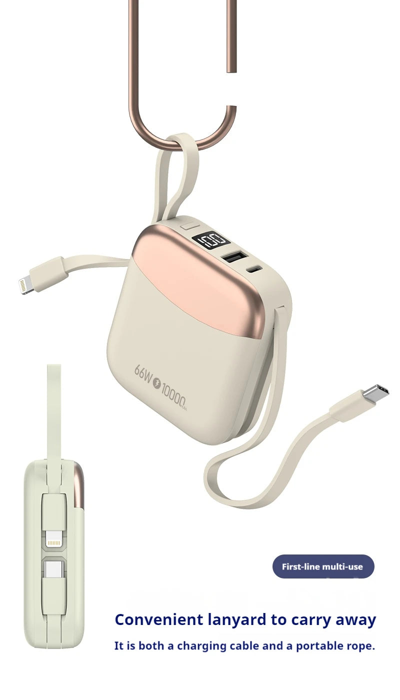 10000mAh Powerbank PD22.5W batterie externe de charge rapide de sécurité pour iPhone/Android/iPad Powerbak, batterie externe Portable intégrée à 2 câbles