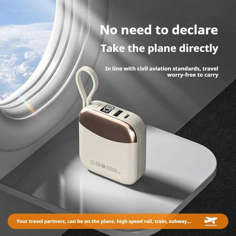 10000mAh Powerbank PD22.5W batterie externe de charge rapide de sécurité pour iPhone/Android/iPad Powerbak, batterie externe Portable intégrée à 2 câbles