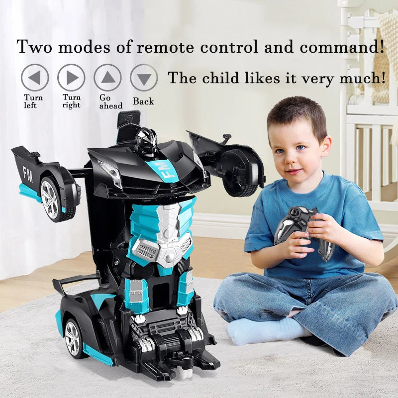 Voiture électrique RC 2 en 1, Robots de Transformation, voiture de déformation à une touche, télécommande extérieure, modèle de voiture de sport, jouets pour enfants garçons