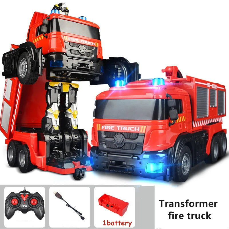 Transformation Robot voiture jouets d'action camion de pompier moteur véhicule musique lumière eau Rechargeable voiture éducatif garçon enfants meilleur cadeau