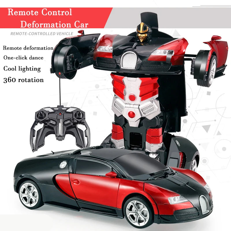 Voiture électrique RC 2 en 1, Robots de Transformation, voiture de déformation à une touche, télécommande extérieure, modèle de voiture de sport, jouets pour enfants garçons