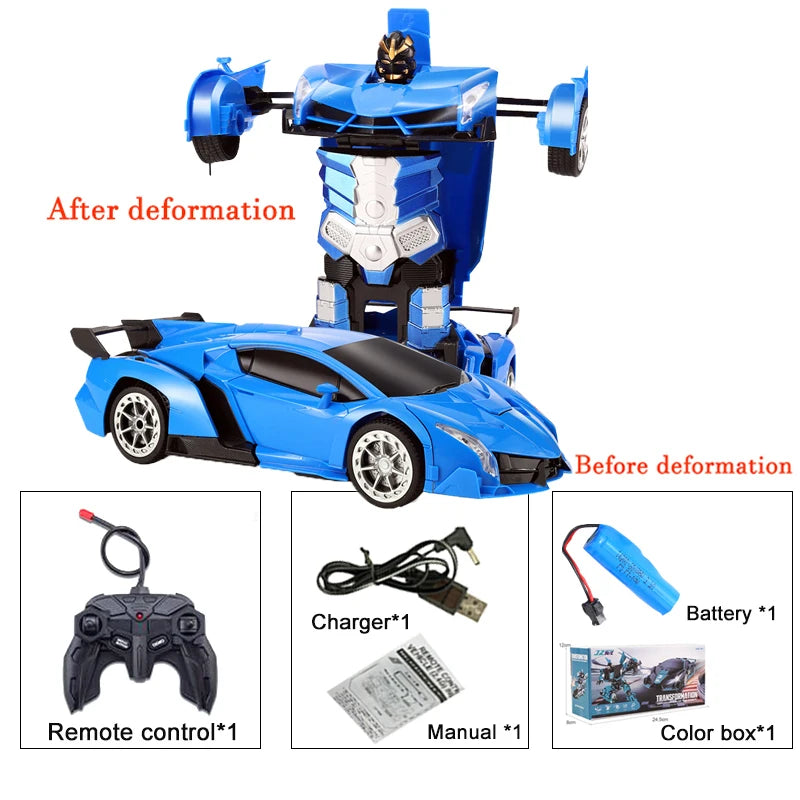 Voiture électrique RC 2 en 1, Robots de Transformation, voiture de déformation à une touche, télécommande extérieure, modèle de voiture de sport, jouets pour enfants garçons
