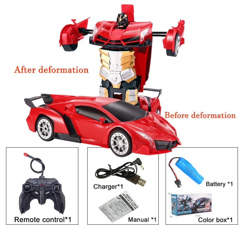 Voiture électrique RC 2 en 1, Robots de Transformation, voiture de déformation à une touche, télécommande extérieure, modèle de voiture de sport, jouets pour enfants garçons