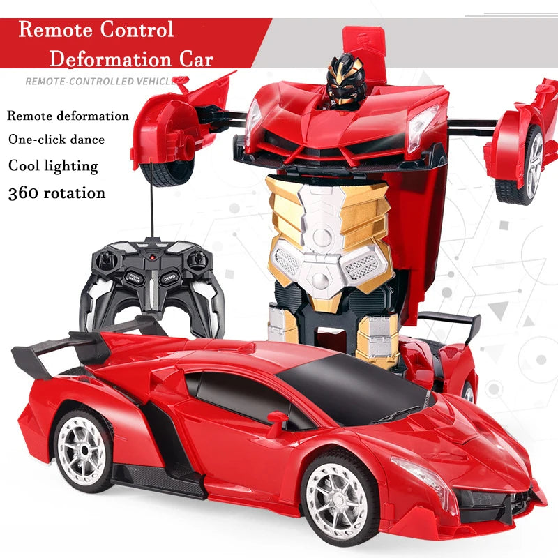 Voiture électrique RC 2 en 1, Robots de Transformation, voiture de déformation à une touche, télécommande extérieure, modèle de voiture de sport, jouets pour enfants garçons