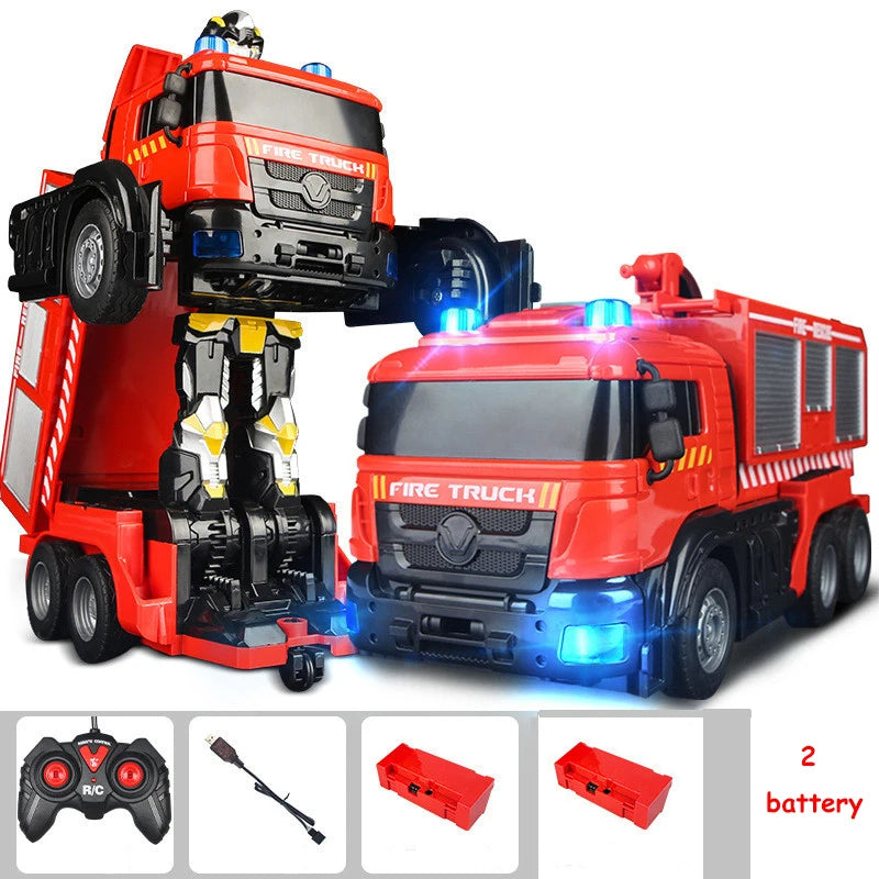 Transformation Robot voiture jouets d'action camion de pompier moteur véhicule musique lumière eau Rechargeable voiture éducatif garçon enfants meilleur cadeau