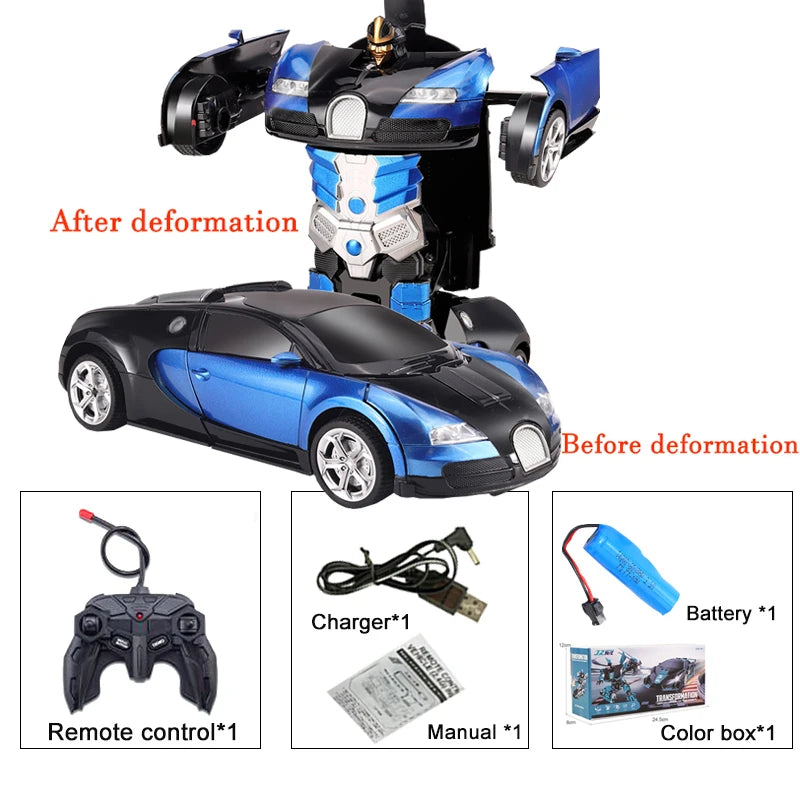 Voiture électrique RC 2 en 1, Robots de Transformation, voiture de déformation à une touche, télécommande extérieure, modèle de voiture de sport, jouets pour enfants garçons