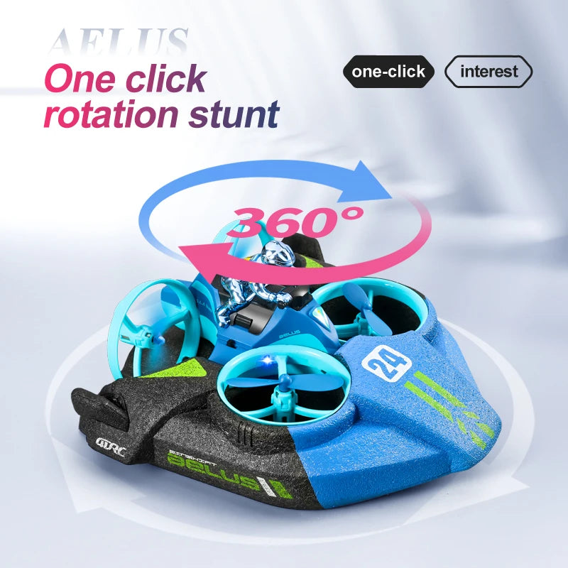 4DRC Mini Drone RC maintien d'altitude Mode sans tête 3 en 1 mer terre vol aérien 2.4G télécommande quadrirotor bateau hélicoptère RC jouets