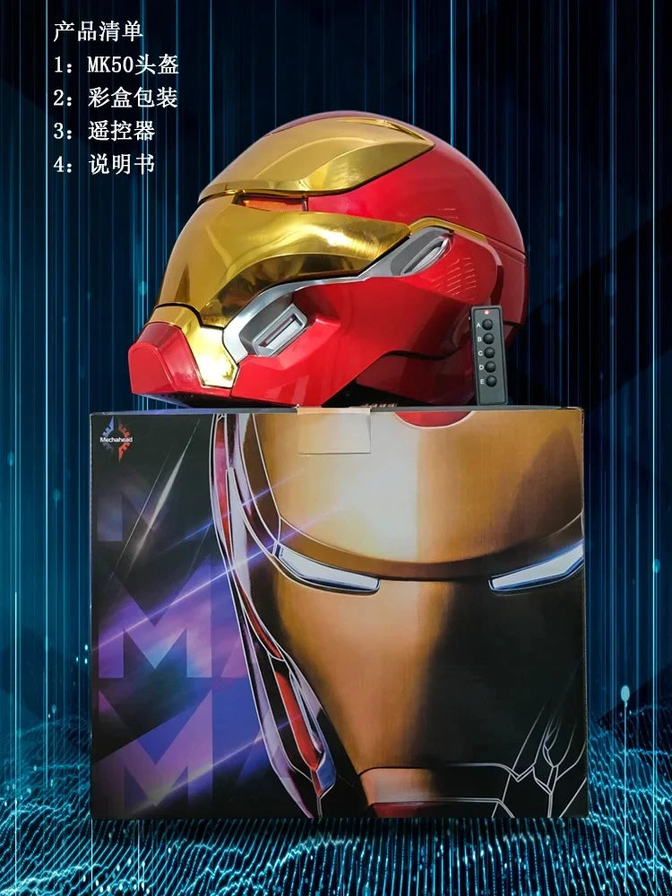 Casque électrique à commande vocale automatique, Marvel Avengers 1/1, Iron Man Mk5, série Open and Close, jouet portable, cadeau d'anniversaire, nouveau