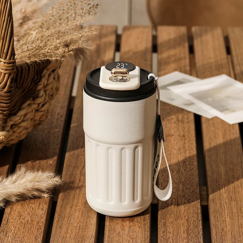 Bouteille isotherme en acier inoxydable avec affichage de la température LED, tasse à café, garde au froid et à la chaleur, tasse thermique, d'extraction à vide de voyage, 450ml