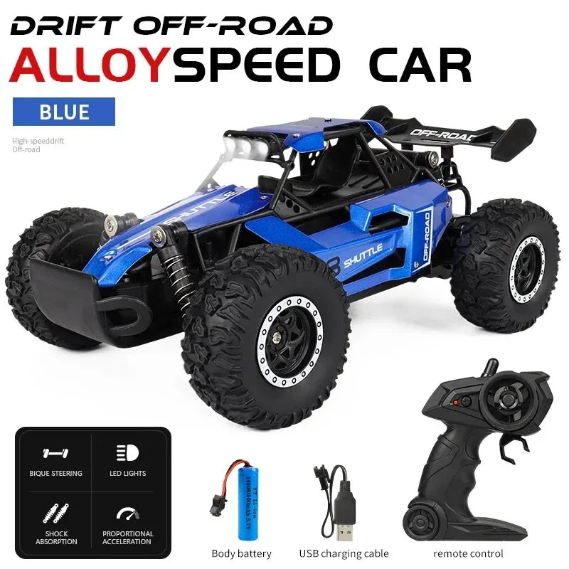 Nouvelle voiture RC 1:16 2WD avec lumière LED 2.4G 20 KM/H haute vitesse tout-terrain escalade télécommande voiture jouet cadeaux pour garçons filles enfants