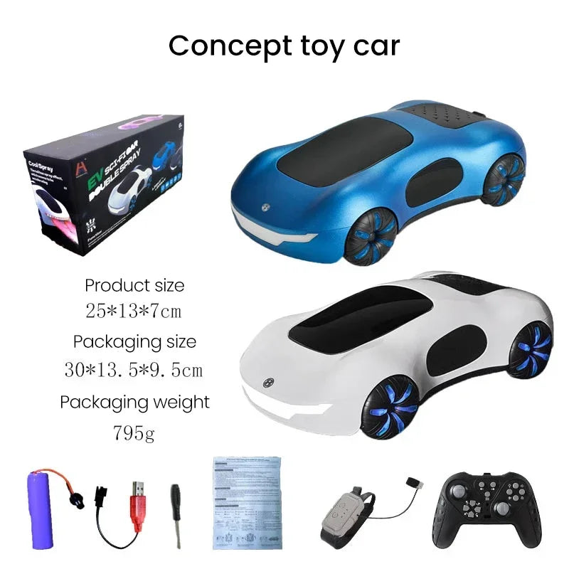 Voiture jouet RC 2.4G 1/18 avec lumière de pulvérisation, montre télécommandée pour enfants, voiture de dérive de cascade, jouets télécommandés pour garçons