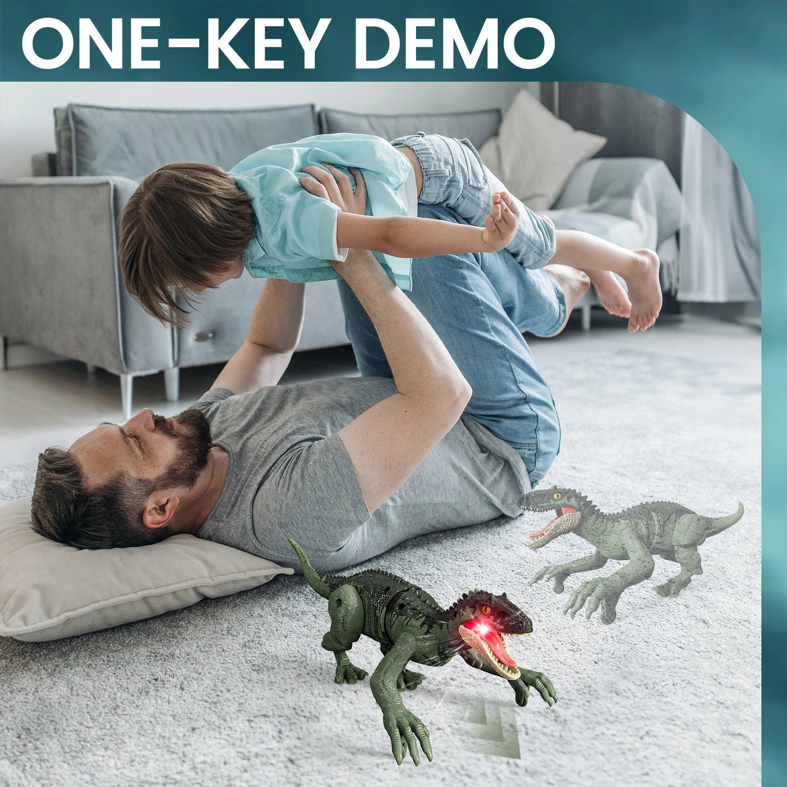 Dinosaure RC avec son et lumières, robot dinosaure RC 2,4 GHz Walking RC Velociraptor, jouet de figurine d'animal préhistorique électrique