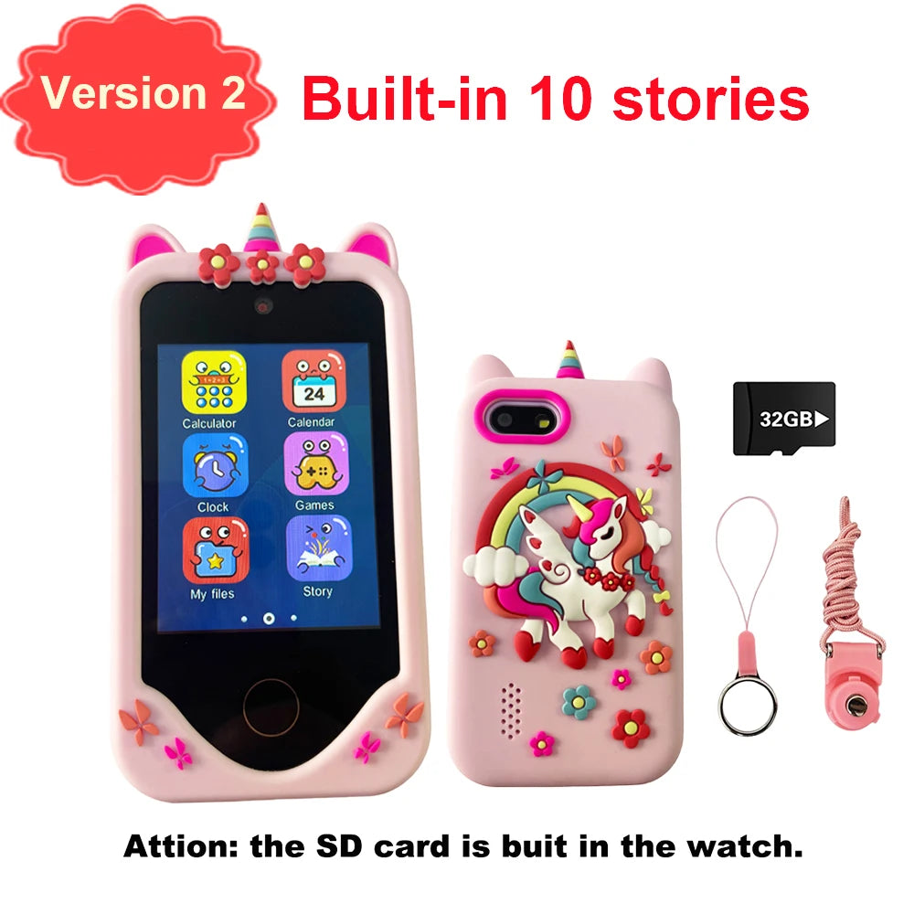 téléphone intelligent enfants jouets 44 jeux Mini téléphone intelligent licorne jouets double caméra lecteur de musique garçons filles cadeaux d'anniversaire