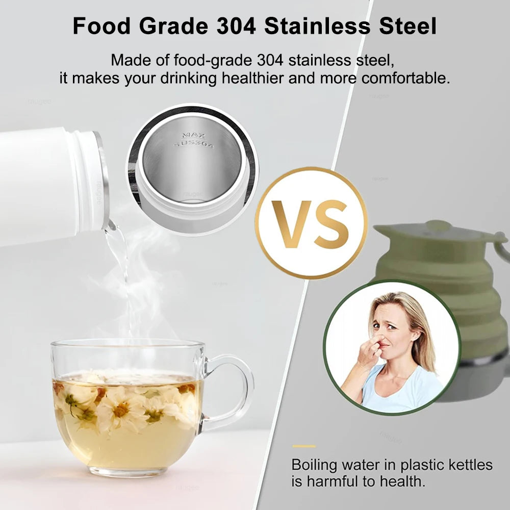 Bouilloire électrique Portable de voyage, bouilloire à thé et café à ébullition rapide, Mini chauffe-lait pour bébé en acier inoxydable 304, bouilloires thermiques