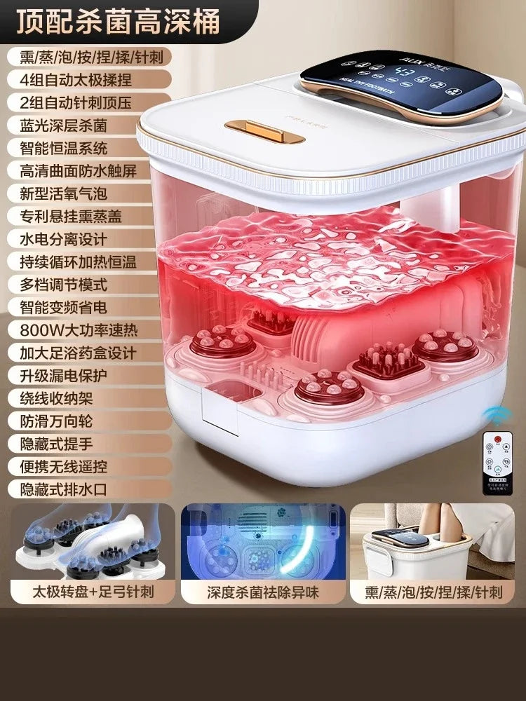 Seau de bain de pieds entièrement automatique, massage électrique, chauffé à température constante, bain de pieds haute et profonde