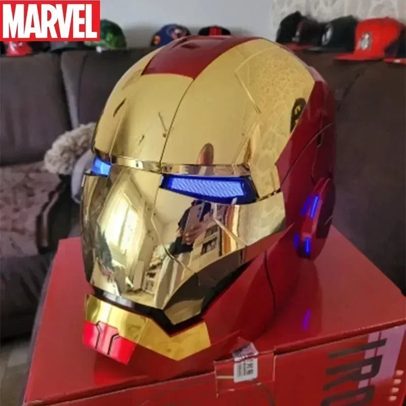 Casque électrique à commande vocale automatique, Marvel Avengers 1/1, Iron Man Mk5, série Open and Close, jouet portable, cadeau d'anniversaire, nouveau
