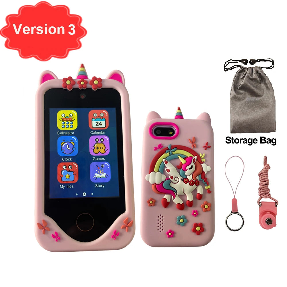 téléphone intelligent enfants jouets 44 jeux Mini téléphone intelligent licorne jouets double caméra lecteur de musique garçons filles cadeaux d'anniversaire