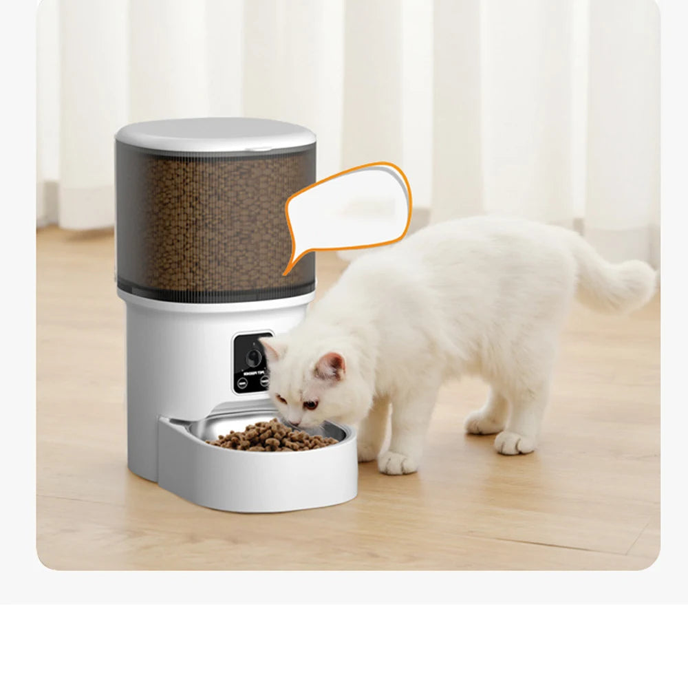 4L WIFI bouton mangeoire automatique pour chat mangeoire intelligente pour animaux de compagnie pour chat et chien distributeur de nourriture pour chat pour animaux de compagnie mangeoire pour animaux de compagnie (sans prise