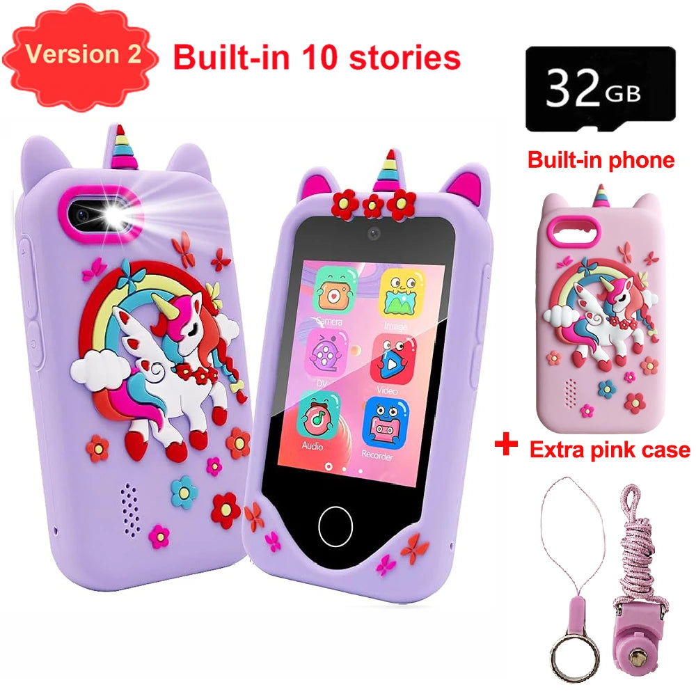 téléphone intelligent enfants jouets 44 jeux Mini téléphone intelligent licorne jouets double caméra lecteur de musique garçons filles cadeaux d'anniversaire