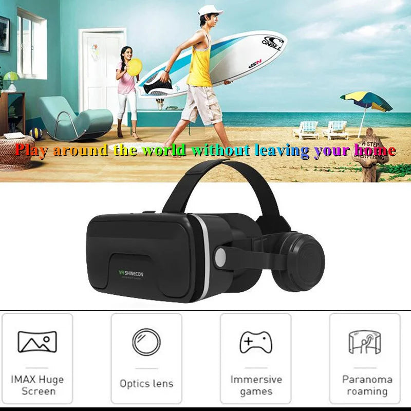 Boîte de lunettes VR de réalité virtuelle originale, vidéo stéréo 3D, casque de casque VR en carton Google pour téléphone portable Max 7.2 ", prise en charge du manette de jeu