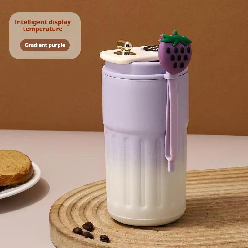 Bouteille isotherme en acier inoxydable avec affichage de la température LED, tasse à café, garde au froid et à la chaleur, tasse thermique, d'extraction à vide de voyage, 450ml