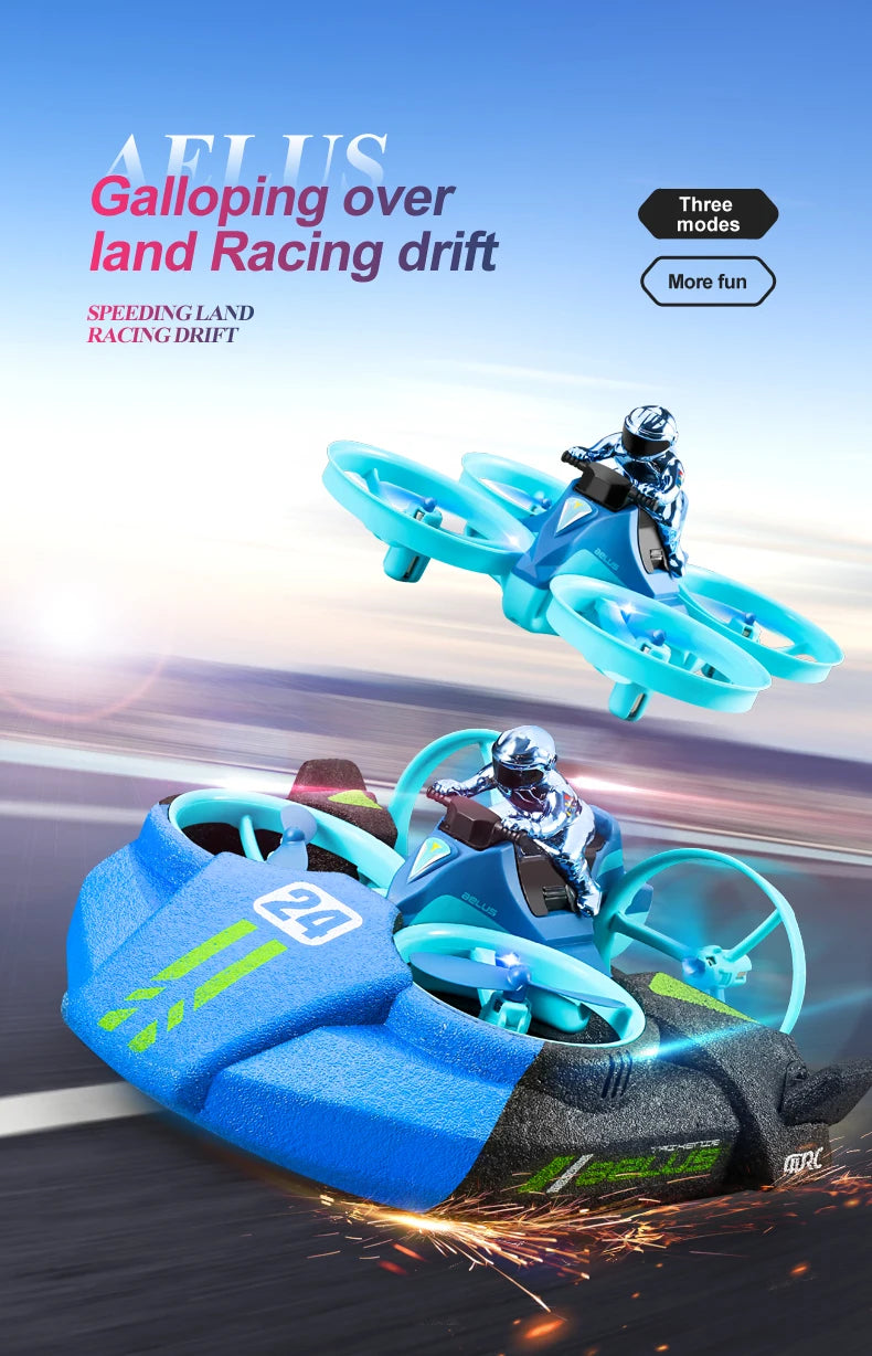 4DRC Mini Drone RC maintien d'altitude Mode sans tête 3 en 1 mer terre vol aérien 2.4G télécommande quadrirotor bateau hélicoptère RC jouets
