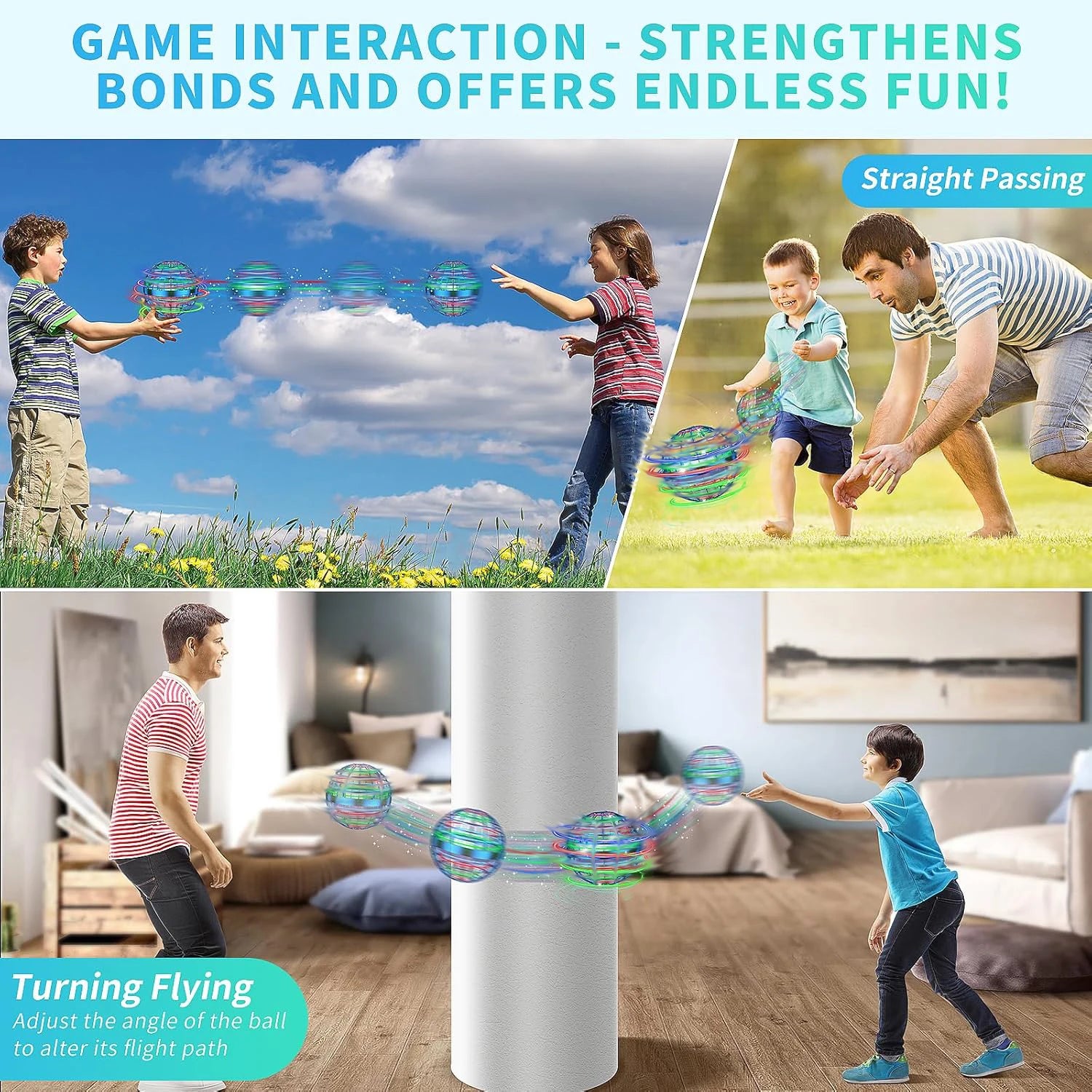 Boule d'orbe volante améliorée, Globe cosmique magique, lumières rvb pour enfants et adolescents adultes, Drone à main intérieur et extérieur, jouet Fidget, nouveauté 2026