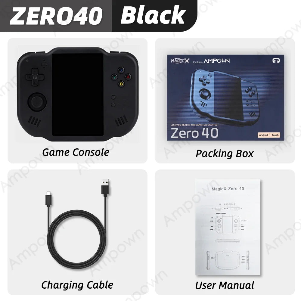 AMPOWN ZERO 40 Console de jeu vidéo 4 ''IPS écran multi-touch système Android A133P prise en charge Wifi Bluetooth moteur de Vibration pour NDS