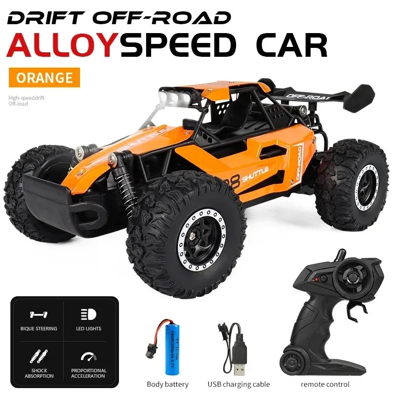 Nouvelle voiture RC 1:16 2WD avec lumière LED 2.4G 20 KM/H haute vitesse tout-terrain escalade télécommande voiture jouet cadeaux pour garçons filles enfants