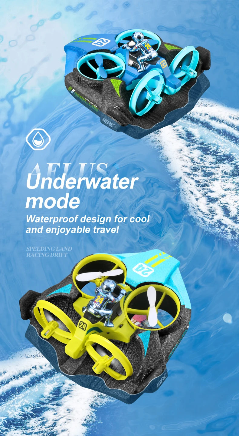 4DRC Mini Drone RC maintien d'altitude Mode sans tête 3 en 1 mer terre vol aérien 2.4G télécommande quadrirotor bateau hélicoptère RC jouets