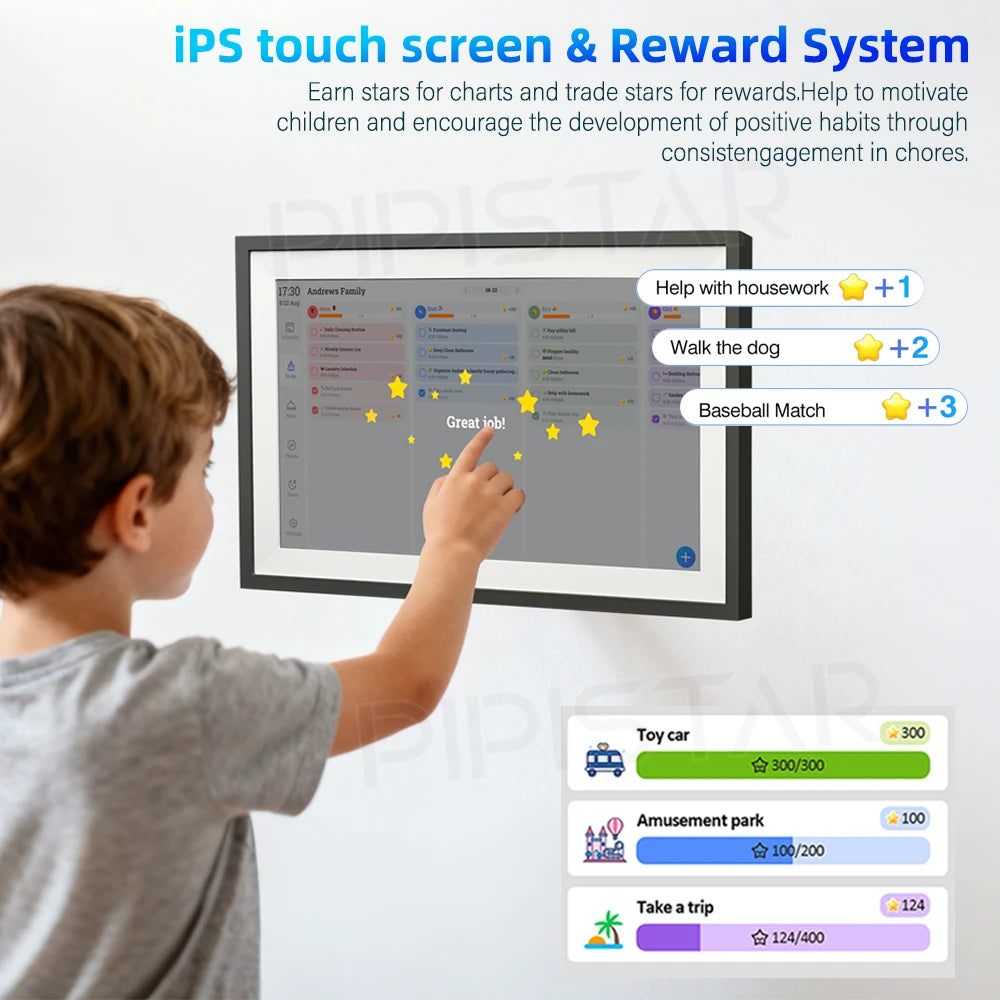 Calendrier numérique 15,6 pouces, planificateur mural intelligent, écran tactile interactif, affichage de l'horaire à domicile, montage mural et sur bureau