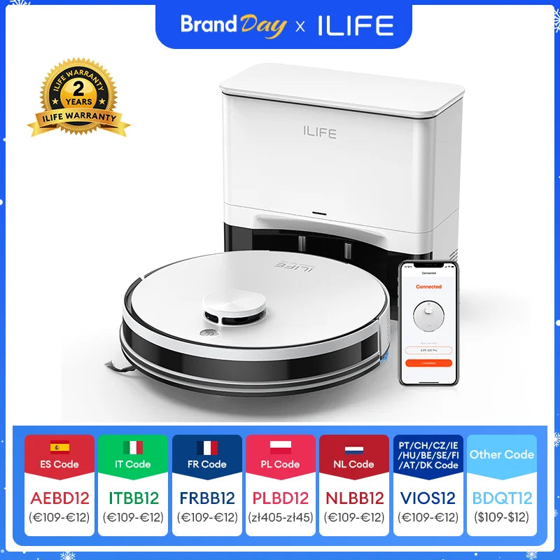 Aspirateur robot A30 PRO, aspiration 5000Pa, auto-vidange, capacité de 60 jours, application, télécommande, temps de fonctionnement de 180 minutes