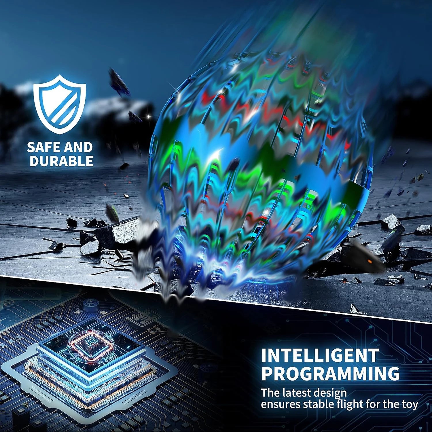 Boule d'orbe volante améliorée, Globe cosmique magique, lumières rvb pour enfants et adolescents adultes, Drone à main intérieur et extérieur, jouet Fidget, nouveauté 2026