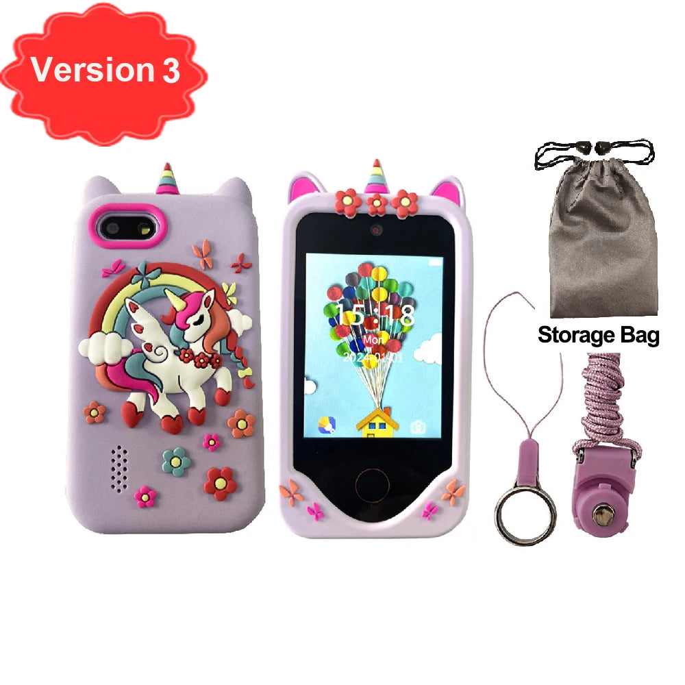 téléphone intelligent enfants jouets 44 jeux Mini téléphone intelligent licorne jouets double caméra lecteur de musique garçons filles cadeaux d'anniversaire