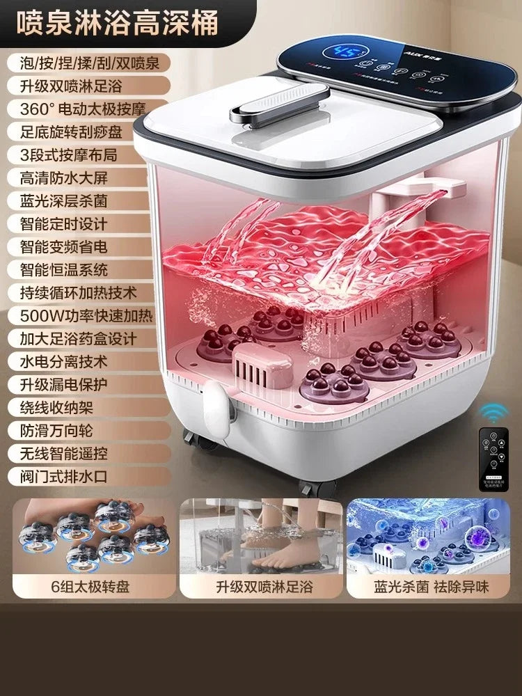 Seau de bain de pieds entièrement automatique, massage électrique, chauffé à température constante, bain de pieds haute et profonde