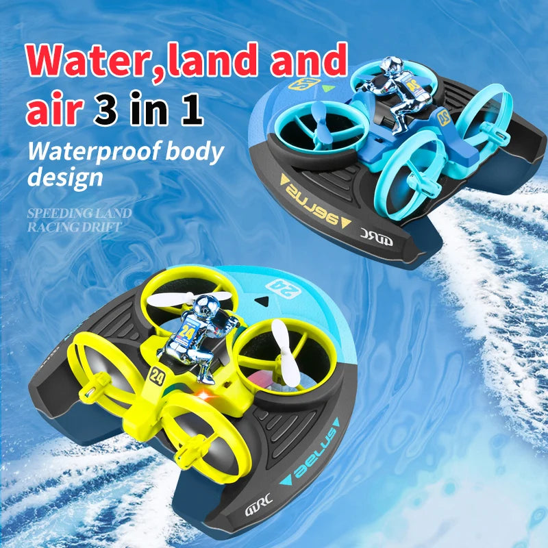 4DRC Mini Drone RC maintien d'altitude Mode sans tête 3 en 1 mer terre vol aérien 2.4G télécommande quadrirotor bateau hélicoptère RC jouets