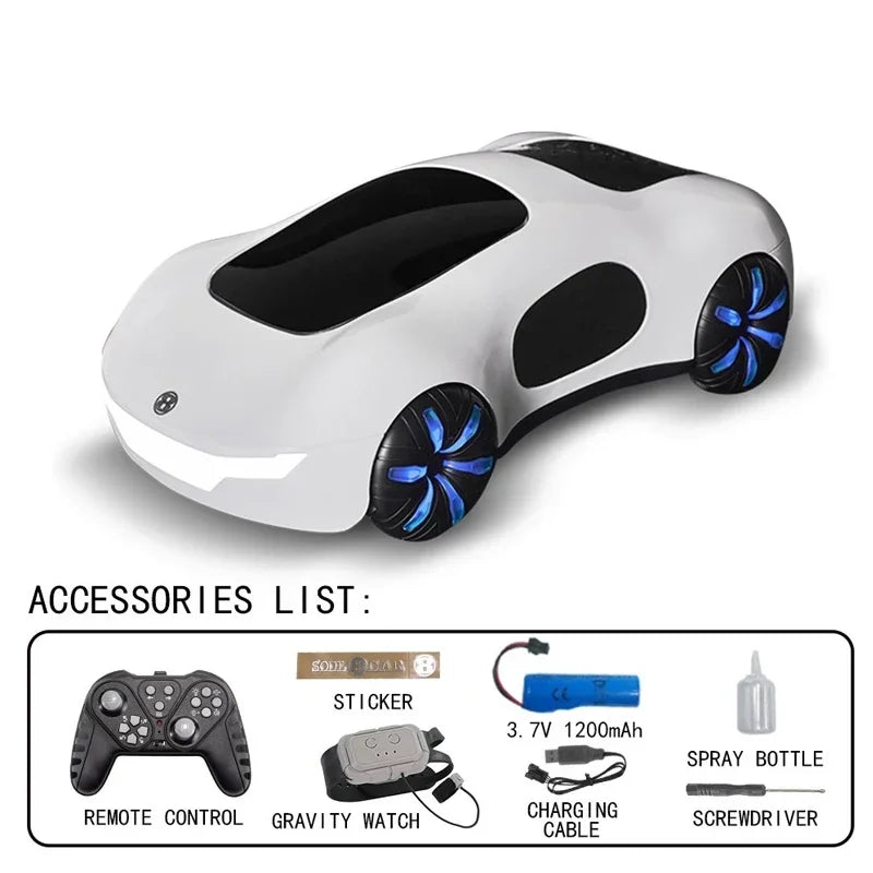 Voiture jouet RC 2.4G 1/18 avec lumière de pulvérisation, montre télécommandée pour enfants, voiture de dérive de cascade, jouets télécommandés pour garçons