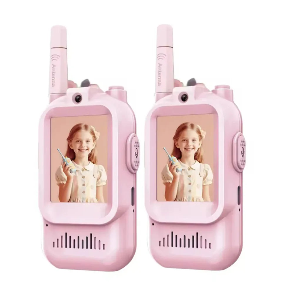 Talkie-walkie vidéo pour enfants, paquet de 2, jouets rechargeables pour tout-petits, pour Camping en intérieur, voyage, cadeaux d'anniversaire pour enfants âgés de 3 à 12 ans