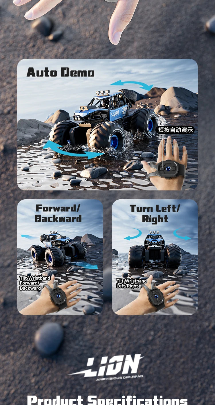 4DRC nouveau Y10 voiture télécommandée 2.4G Rc bateau étanche amphibie cascadeur voiture 4WD tout Terrain camion jouets pour enfants cadeaux d'anniversaire