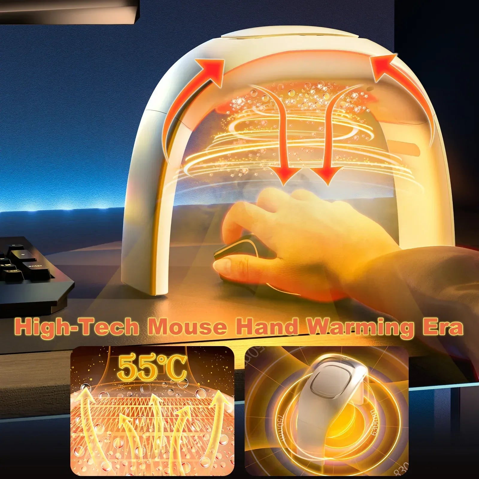 Eary Portable hiver souris chauffe-mains haute technologie chauffage d'hiver pour bureau à domicile Plug-in 3 vitesses chauffe-mains prise US/UK/EU/JP