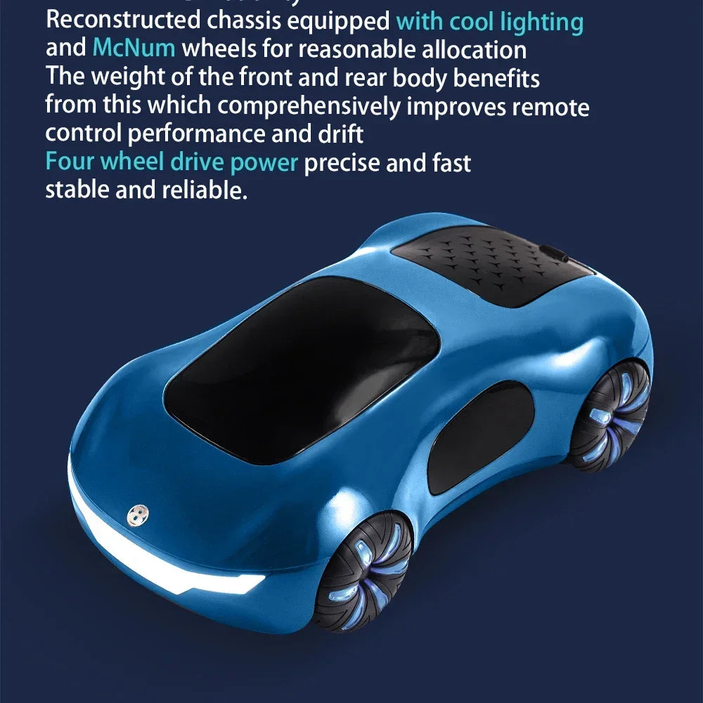 Voiture jouet RC 2.4G 1/18 avec lumière de pulvérisation, montre télécommandée pour enfants, voiture de dérive de cascade, jouets télécommandés pour garçons