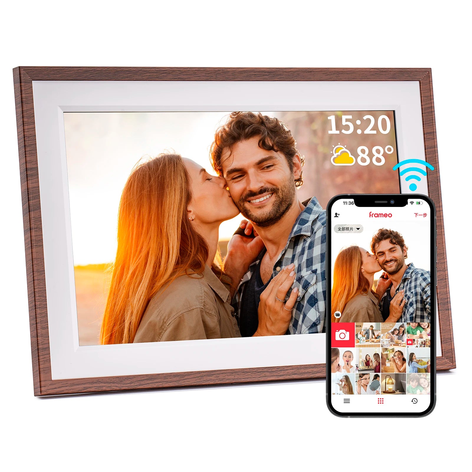 Cadre photo numérique Frameo de 10,1 pouces, cadre électronique WiFi, cadre photo numérique intelligent Cloud HD 1280 * 800IPS, stockage de 32 Go, mur