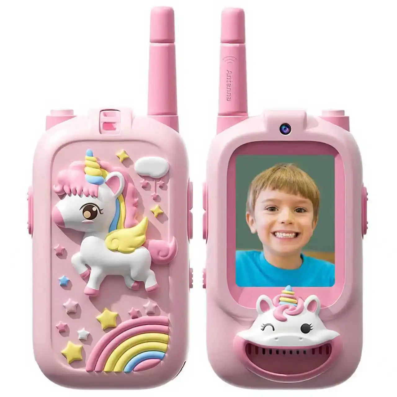 Talkie-walkie vidéo pour enfants, paquet de 2, jouets rechargeables pour tout-petits, pour Camping en intérieur, voyage, cadeaux d'anniversaire pour enfants âgés de 3 à 12 ans