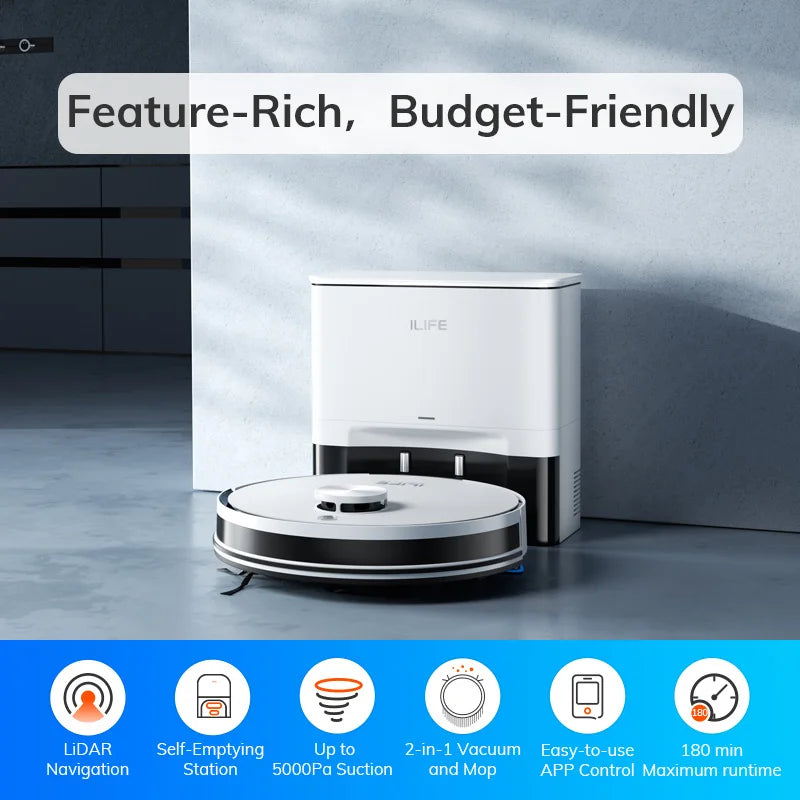 Aspirateur robot A30 PRO, aspiration 5000Pa, auto-vidange, capacité de 60 jours, application, télécommande, temps de fonctionnement de 180 minutes