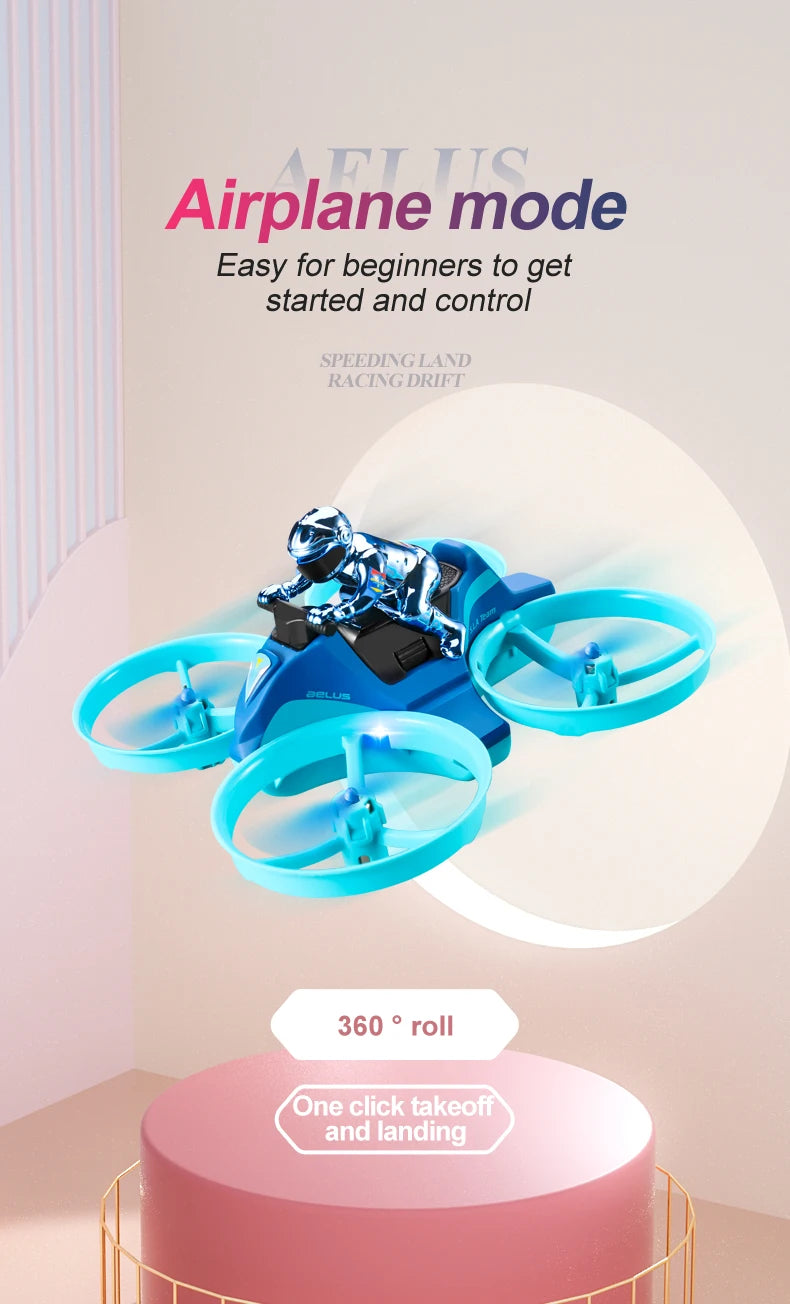 4DRC Mini Drone RC maintien d'altitude Mode sans tête 3 en 1 mer terre vol aérien 2.4G télécommande quadrirotor bateau hélicoptère RC jouets