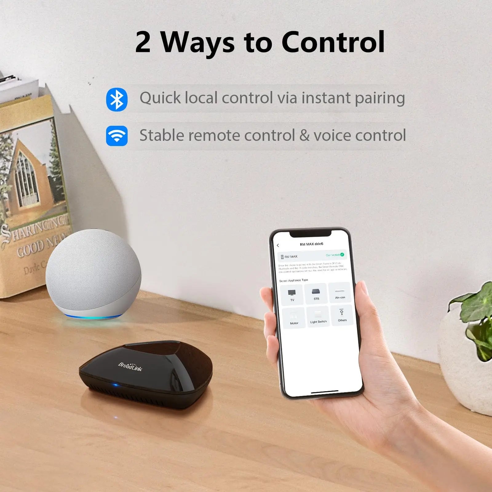 Broadlink RM MAX WiFi IR télécommande maison intelligente Hub Wi-Fi BLE télécommande universelle pour appareils IR/RF TV ventilateur ca stores fonctionne avec Alexa