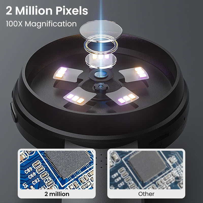 Microscope vidéo à loupe numérique, caméra à grossissement 100X, écran 2.8 pouces, 2,0 mp, 15led pour l'évaluation des timbres, carte TF 32 go en option