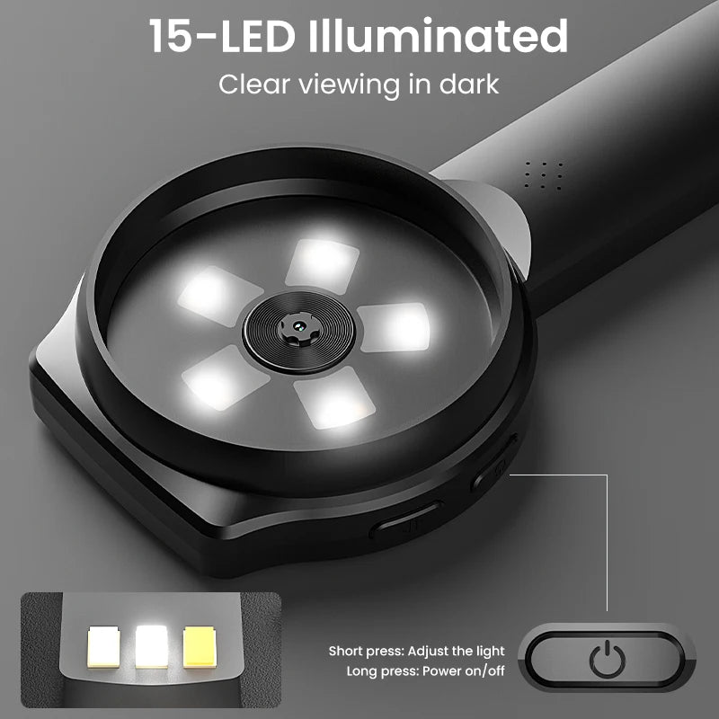 Microscope vidéo à loupe numérique, caméra à grossissement 100X, écran 2.8 pouces, 2,0 mp, 15led pour l'évaluation des timbres, carte TF 32 go en option