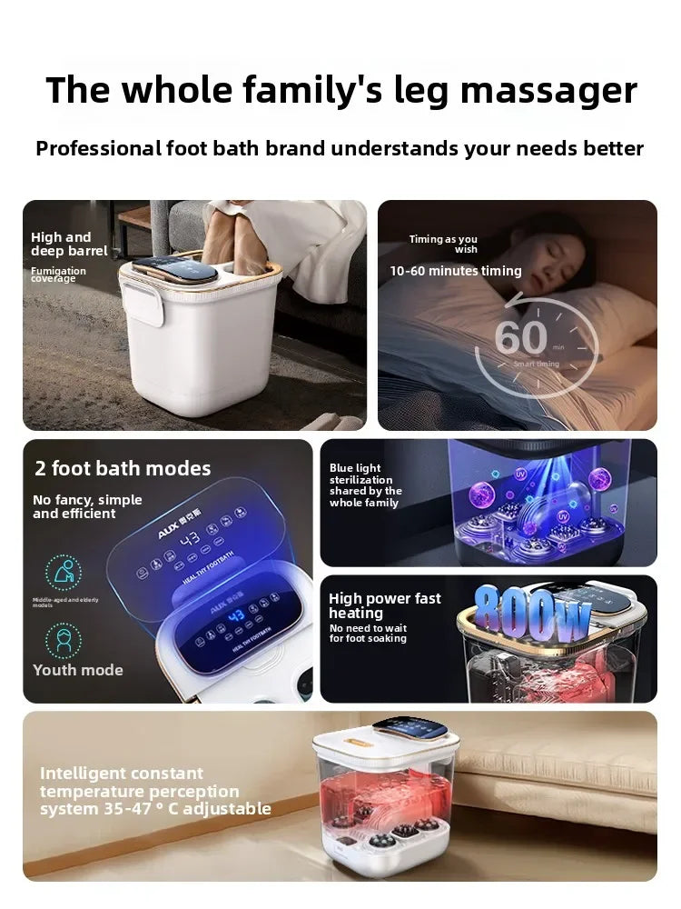 Seau de bain de pieds entièrement automatique, massage électrique, chauffé à température constante, bain de pieds haute et profonde